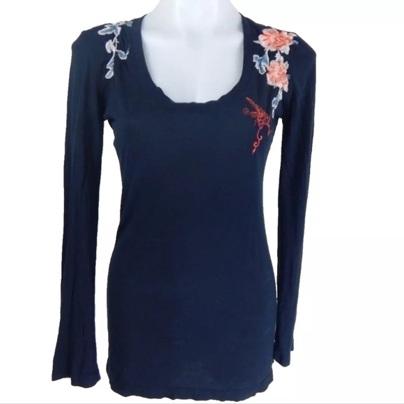 JWLA Johnny Was Embroidered Floral Tee - Picture 1 of 5